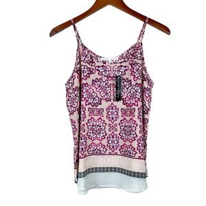 New Violet + Claire Floral Cami Tank Top Purple Beige Boho Women's M